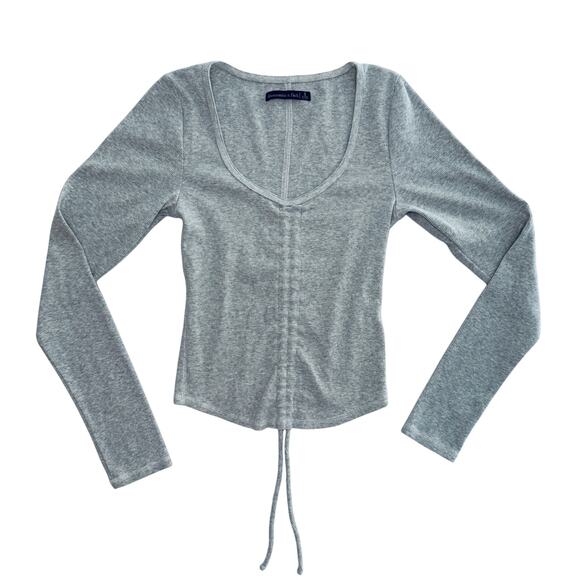 Abercrombie & Fitch Rib Knit Long Sleeve Top Small Grey - Picture 8 of 8